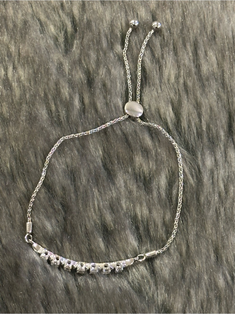 JWBR 925 Sterling Silver Adjustable Bracelet with Clear Stones